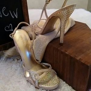 Gold Holographic Snake Embossed Sandal NWOB